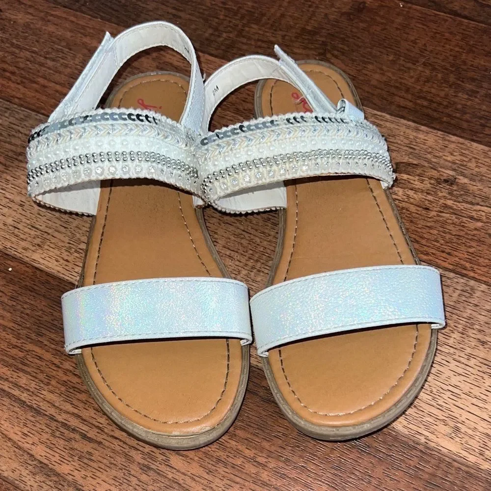 Jellypop Cream and Tan Beaded Sandals